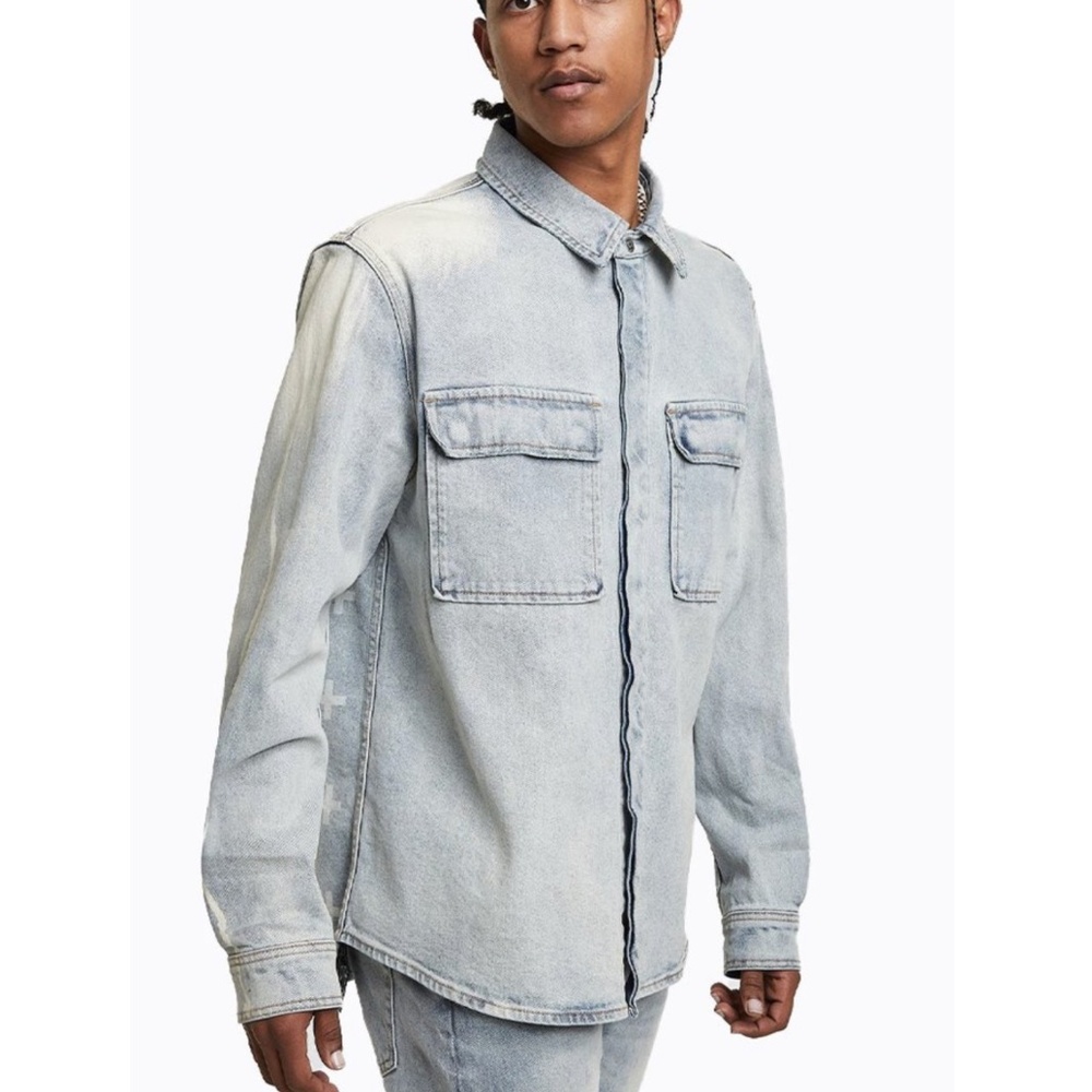 Ksubi Men's Light Blue Denim Shirt Jacket Small